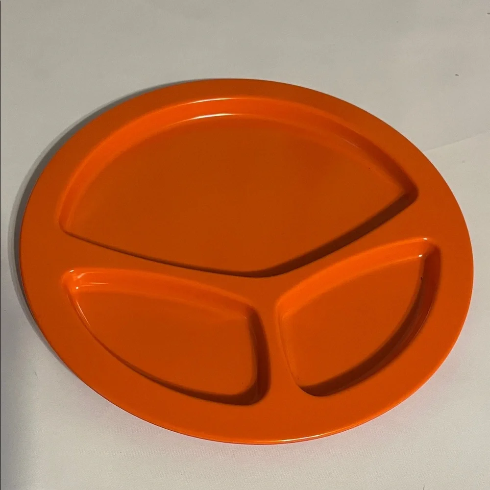 Orange and fuccia Divided Plate microwave safe 11.20”D set of 4